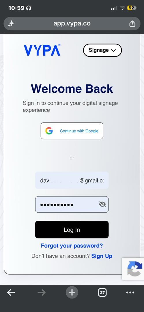fill in your email and password to sign in